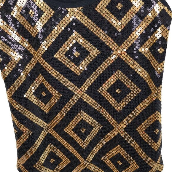 NWT Bisou Bisou Black Gold Sequins Dot Tank Top Sz S‎ - Picture 5 of 8